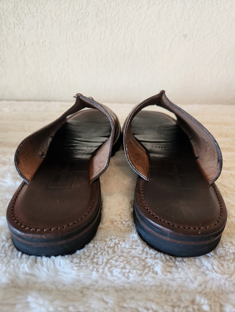 Cole Haan Brown Leather Embossed Sandals/Slides Women's Size 8 - Picture 6 of 16